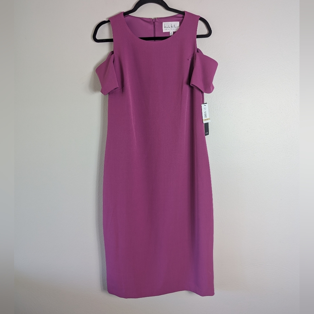 12 NWT Nicole Miller Orchid Cold Shoulder Midi Dress
